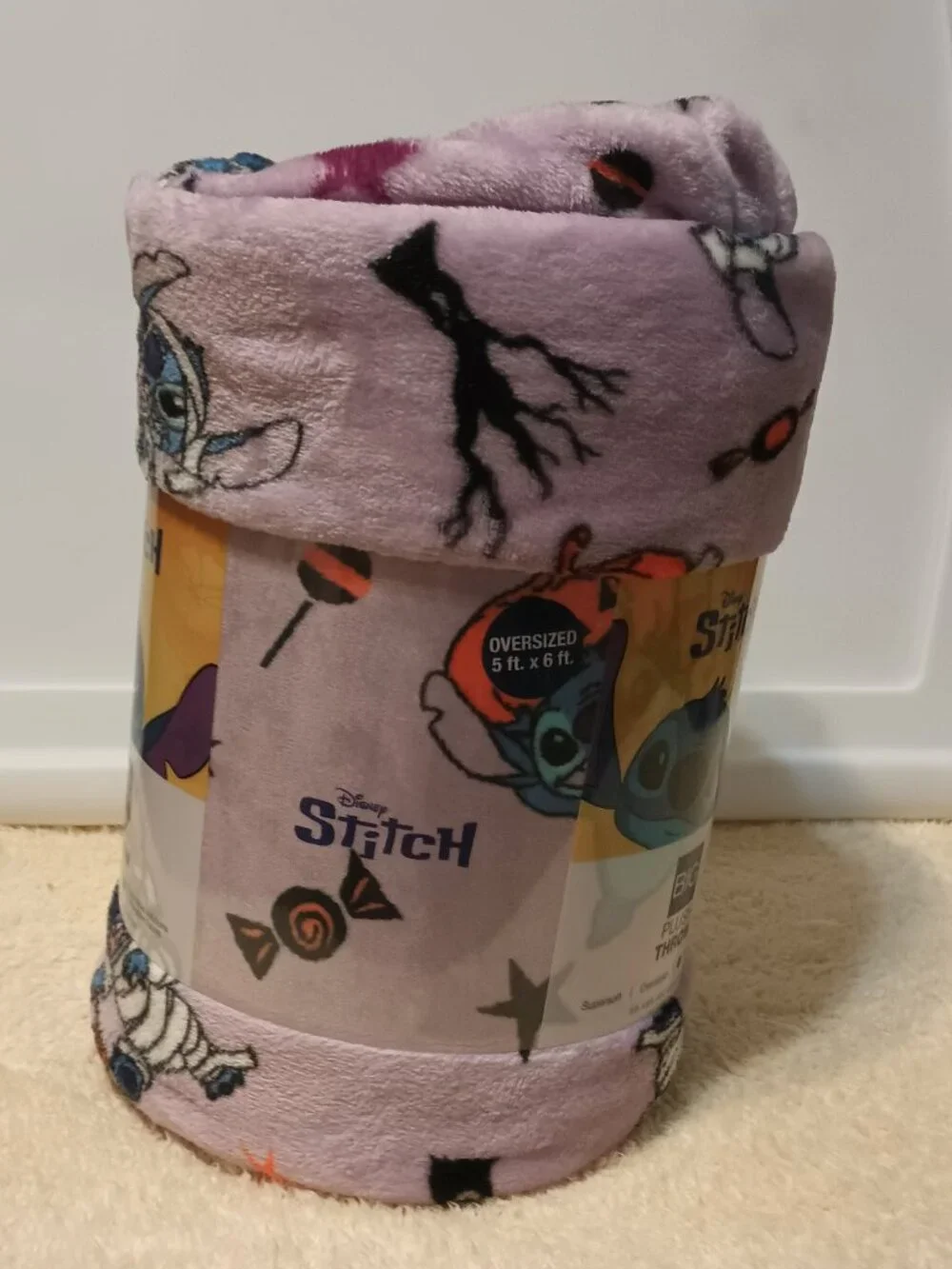 NWT ~ The Big One Disney's Stitch Halloween Plush Throw Blanket, 5 Ft. x 6 Ft.